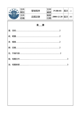 目的制订品质记录管理权责方法