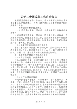 关于共青团改革工作自查报告