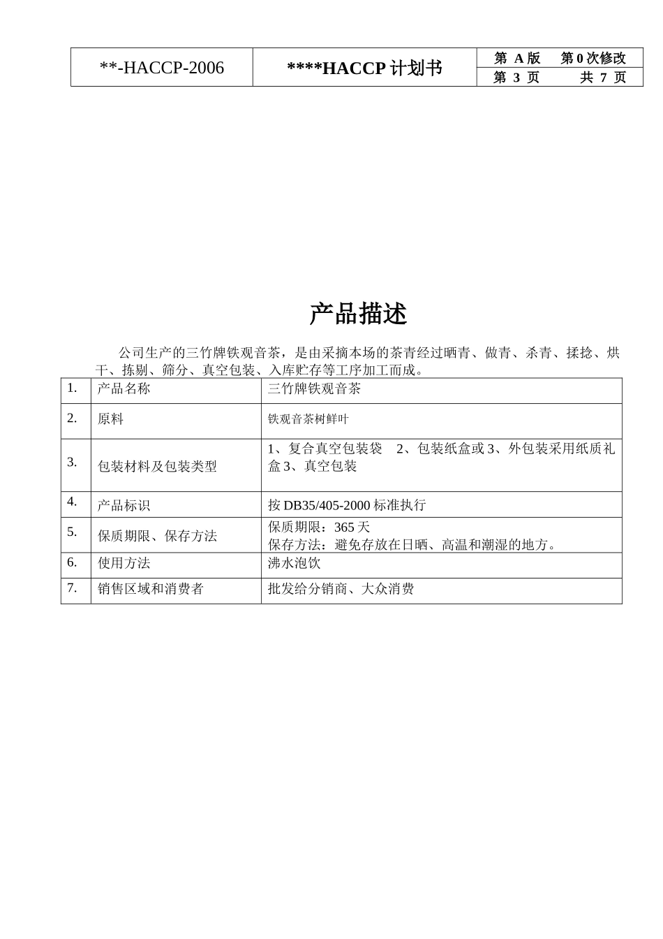 茶叶HACCP计划书_第3页