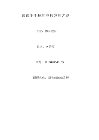 谈谈羽毛球的竞技发展之路