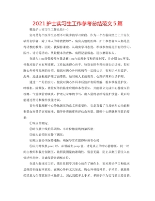 护士实习生工作参考总结范文5篇