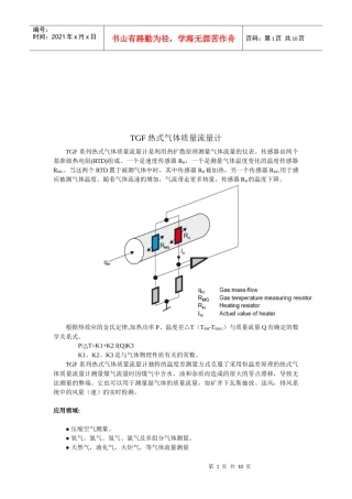 TGF热式气体质量流量计概述