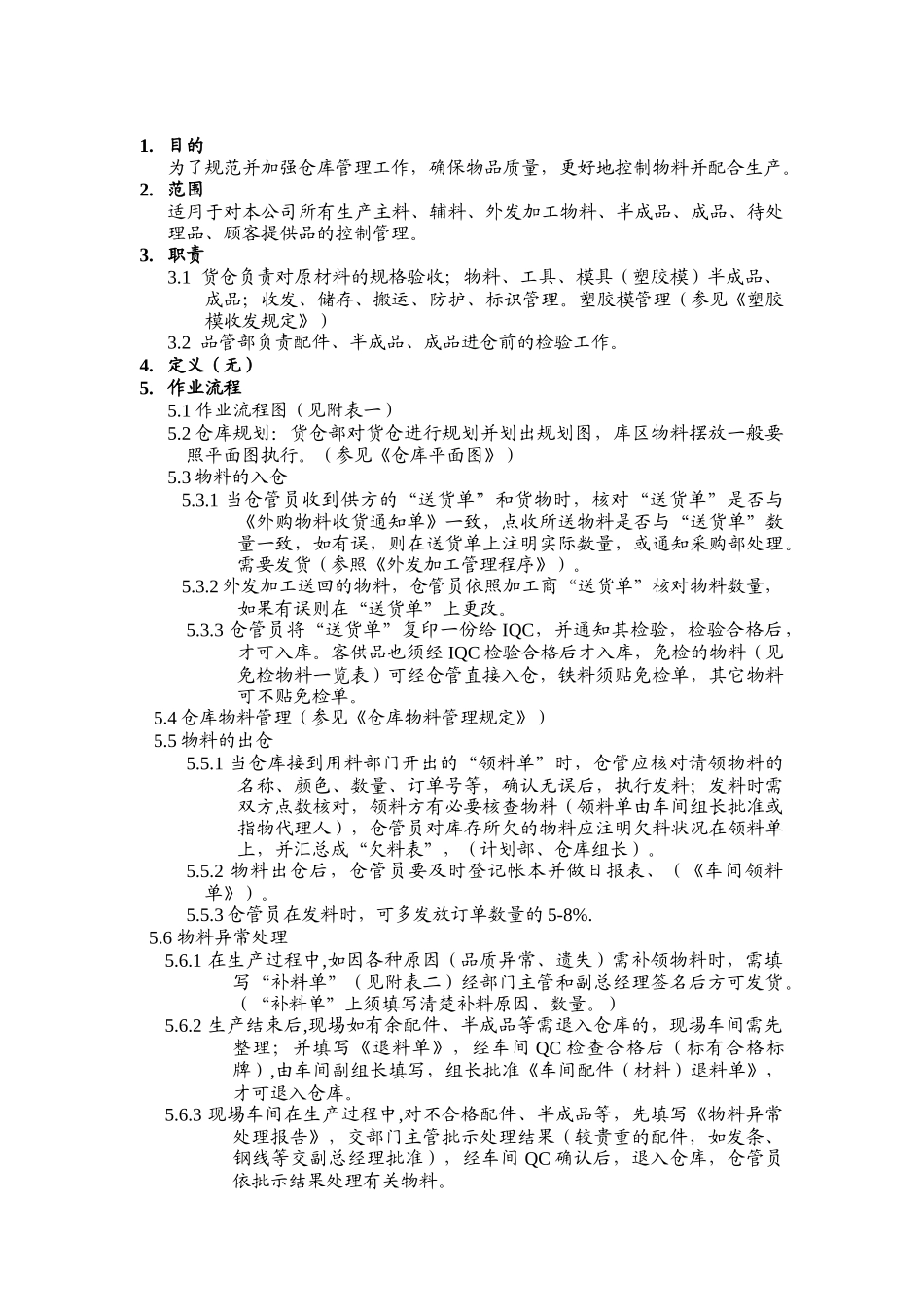 品质管理表格-仓库管理程序_第1页