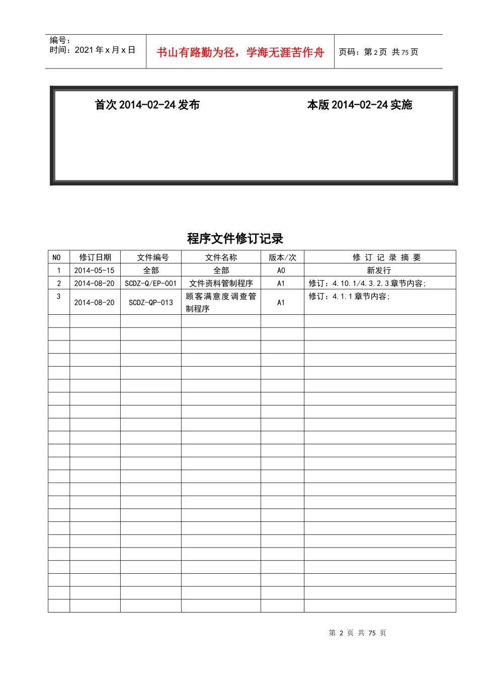 公司正在运行并一直通过审核质量环境程序文序(9000;14_第2页
