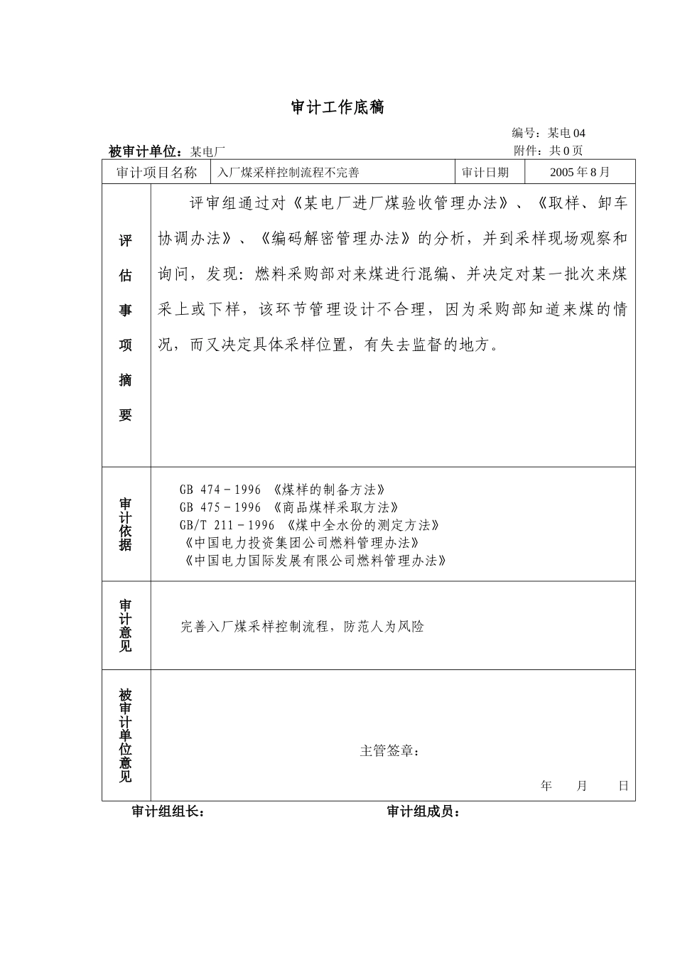 燃料审计工作底稿-采制化_第1页