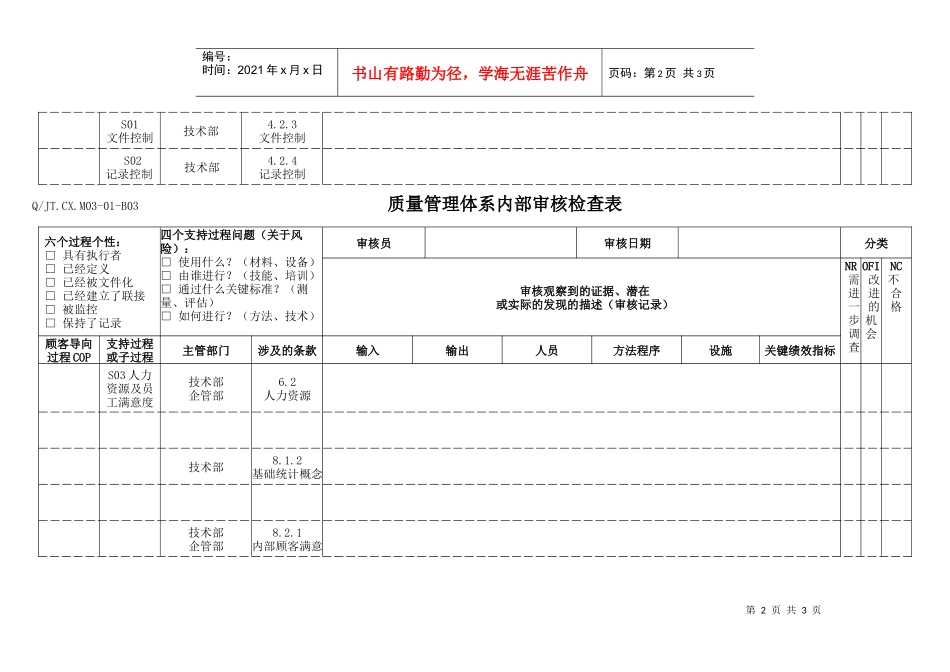 TS16949体系产品实现的策划内部审核检查表_第2页