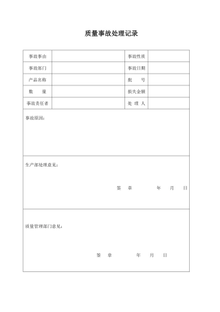 质量事故处理记录表