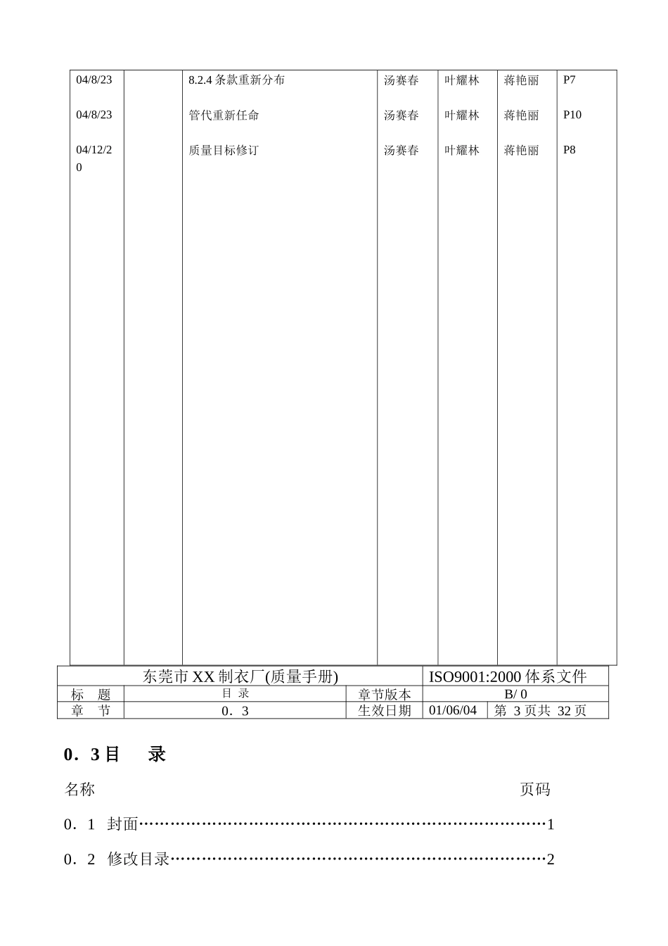 东莞市茶山联兴制衣厂质量手册--长江海事鉴定所_第3页