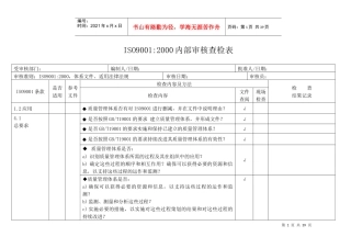 ISO90012000内部审核查检表