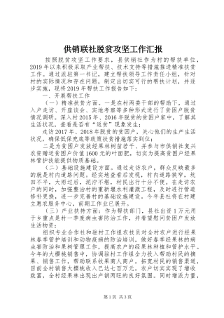 供销联社脱贫攻坚工作汇报