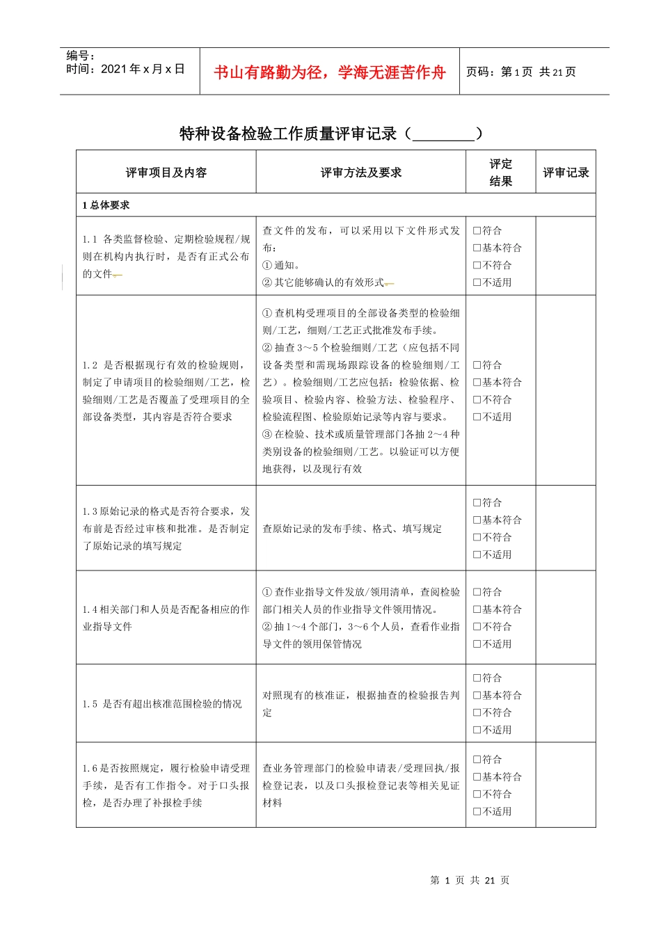 检验工作质量审查记录0601_第1页