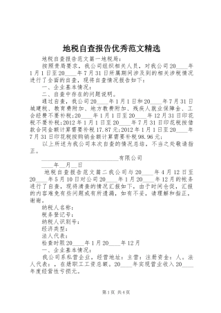 地税自查报告优秀范文精选