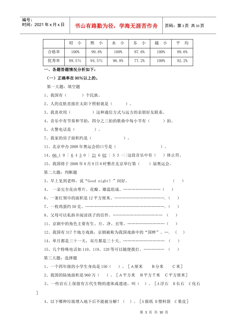邵武市小学生综合素质测评质量分析_第3页