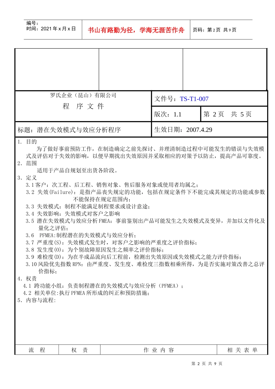 潜在失效模式和效应分析管理程序_第2页