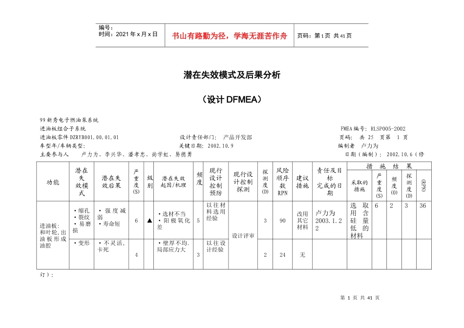 潜在失效模式及后果分析(1)_第1页