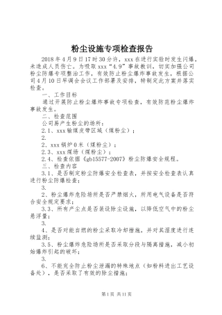 粉尘设施专项检查报告