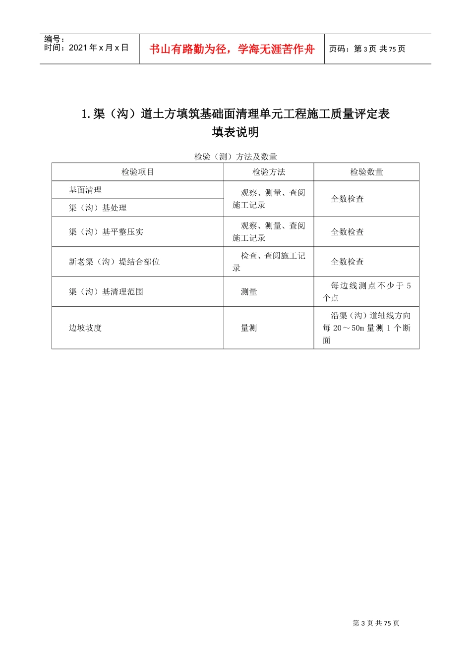 SL703-2015灌溉与排水工程施工质量评定表(DOC92页)_第3页