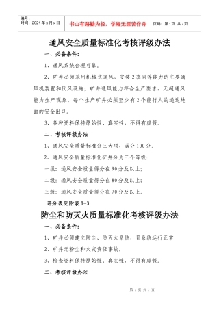 通风安全质量标准化考核评级办法