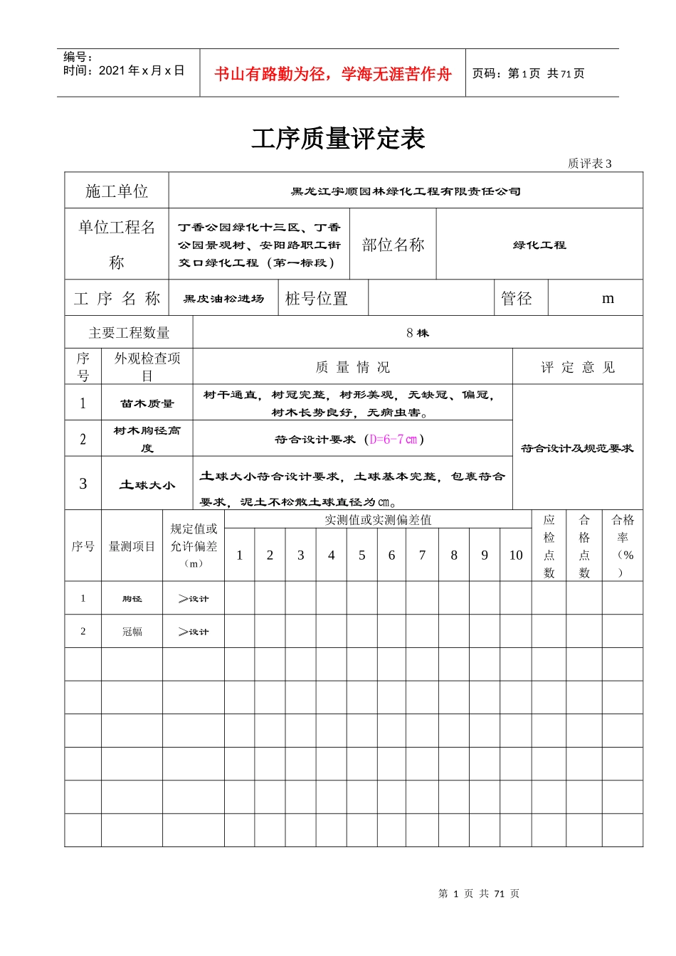 工序质量评定表4_第1页