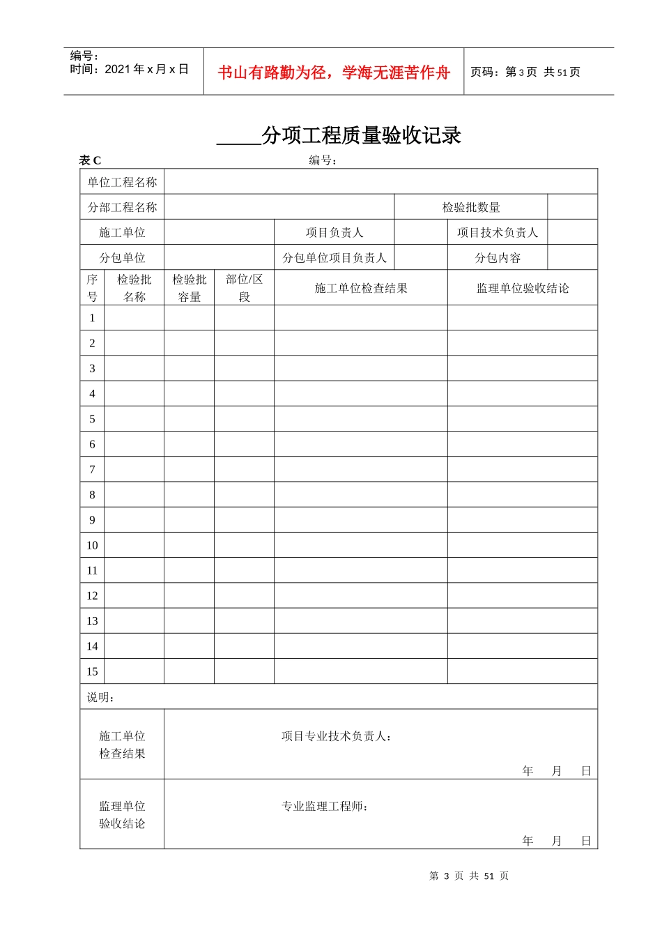 《人民防空工程质量验收与评价标准》(RFJ01-XXXX)表格_第3页