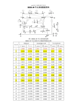 IEEE-30节点系统数据