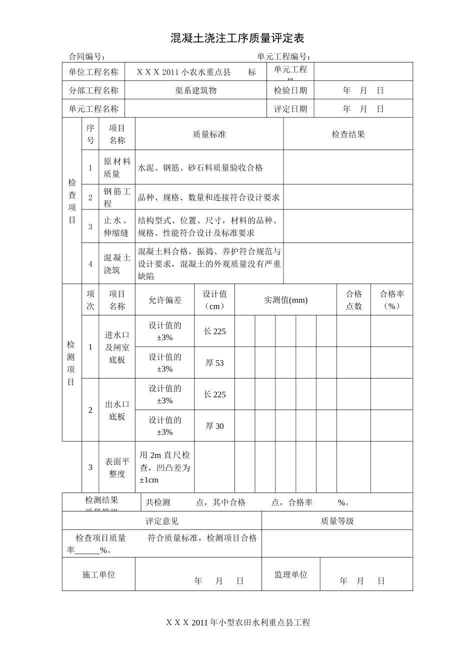 小型农田水利建设单元工程质量评定表_第3页