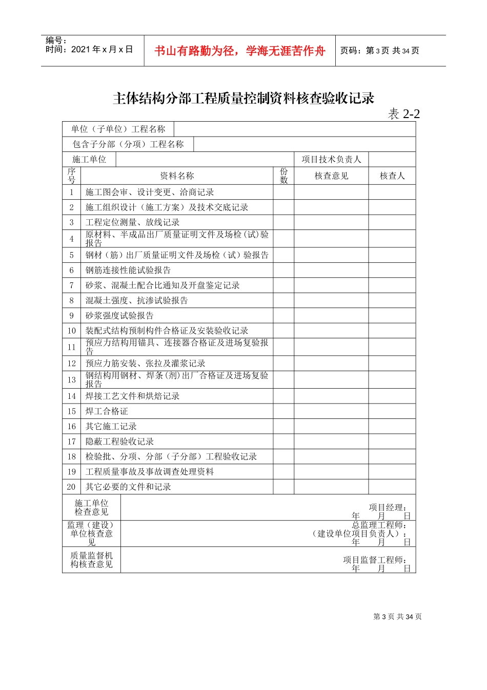 工程质量控制资料核查系列表格(DOC33页)_第3页