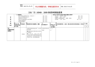 TS16949质量体系审核检查单—按过程编制(龙晖)