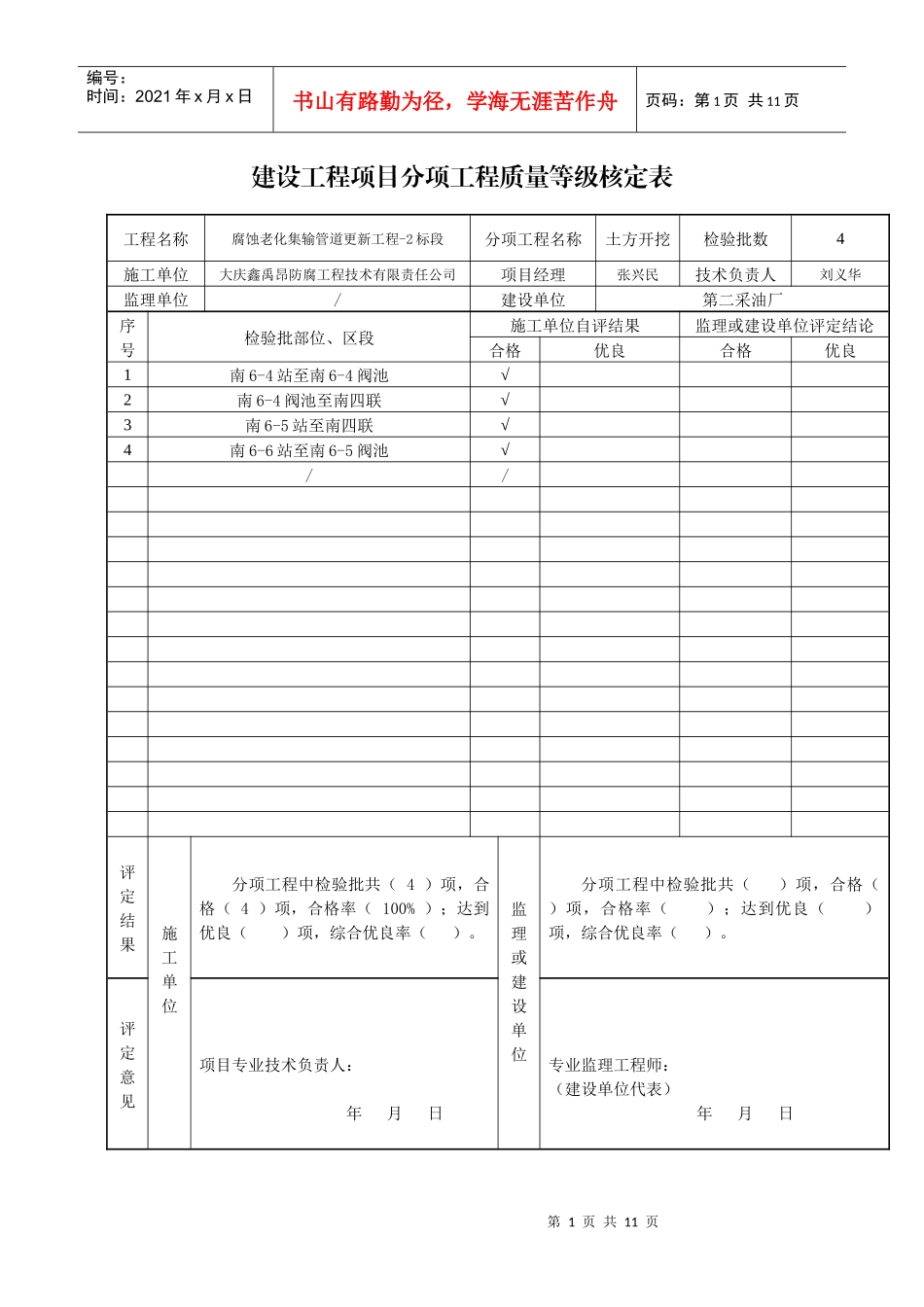 建设工程质量等级核定表_第1页