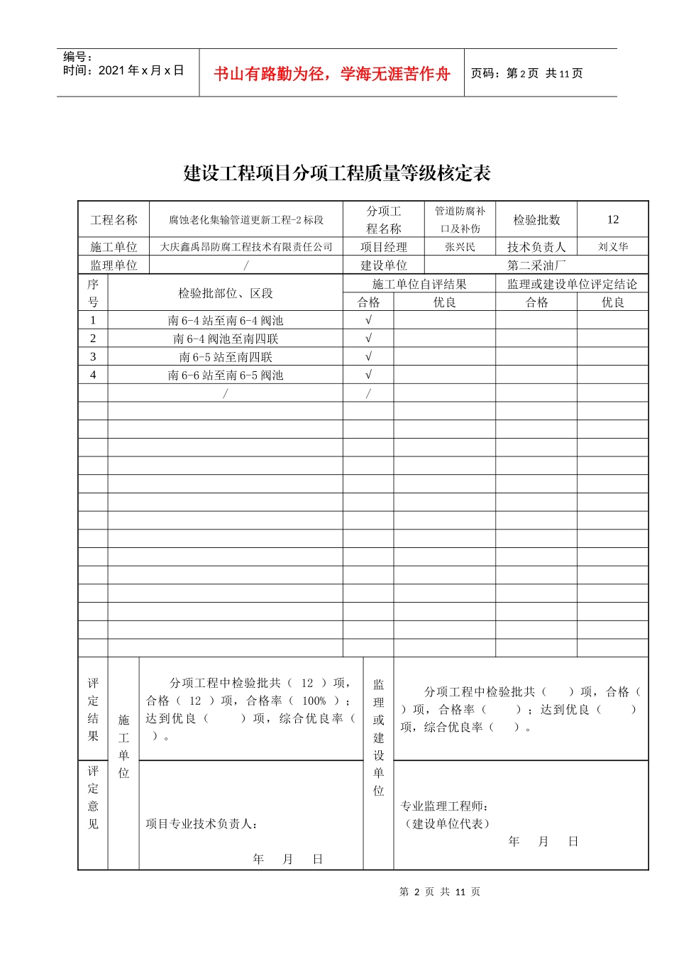 建设工程质量等级核定表_第2页
