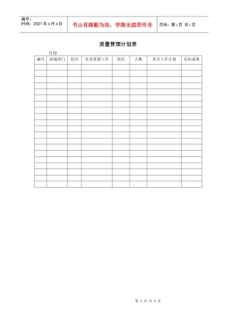 质量管理计划表