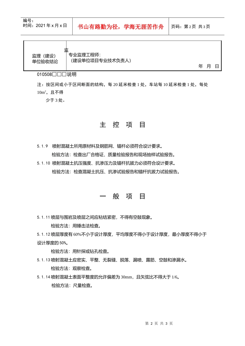 锚喷支护检验批质量验收记录_第2页