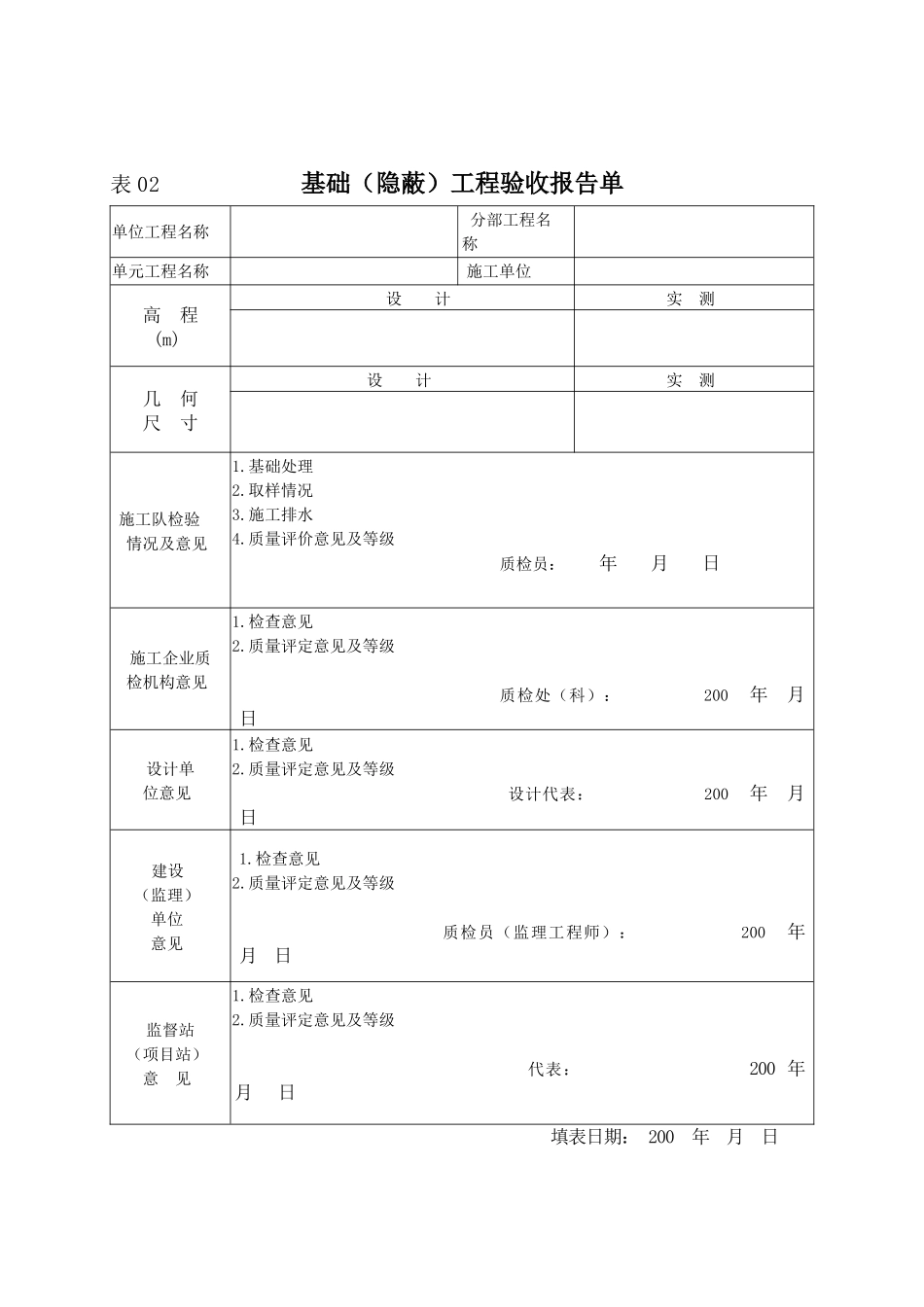 施工质量评定表_第1页