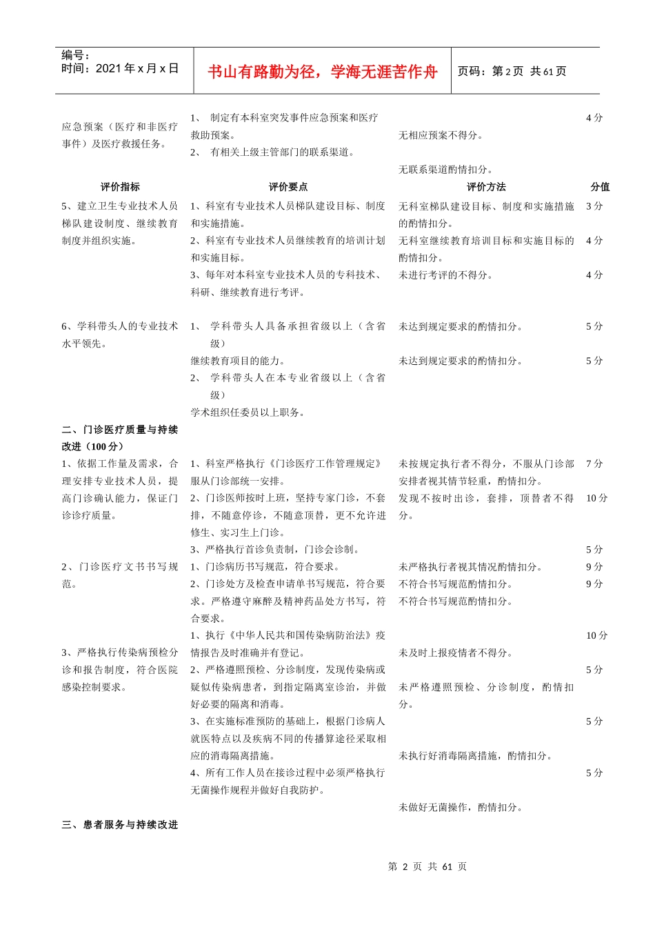 医院企业管理科医疗质量评价体系与考核标准_第2页
