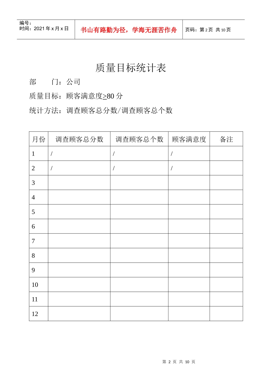质量目标统计表_第2页