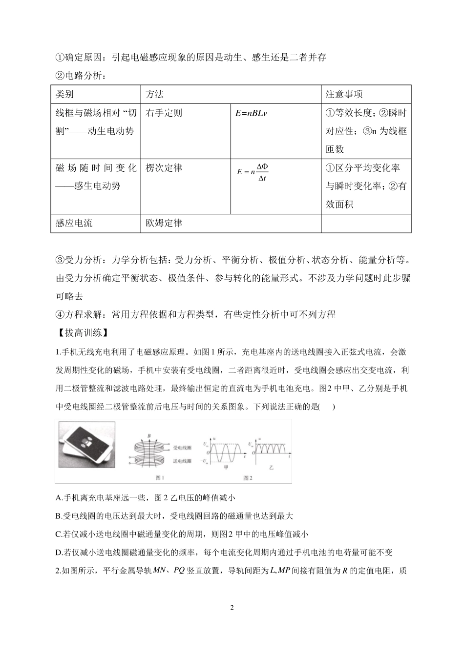 高考物理一轮复习创新题拔高练考点7电磁感应_第2页