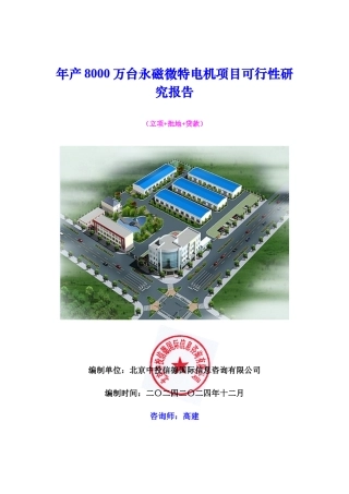 年产8000万台永磁微特电机项目可行性研究报告