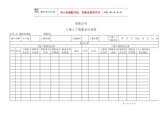 TS16949体系工装上下场鉴定记录表