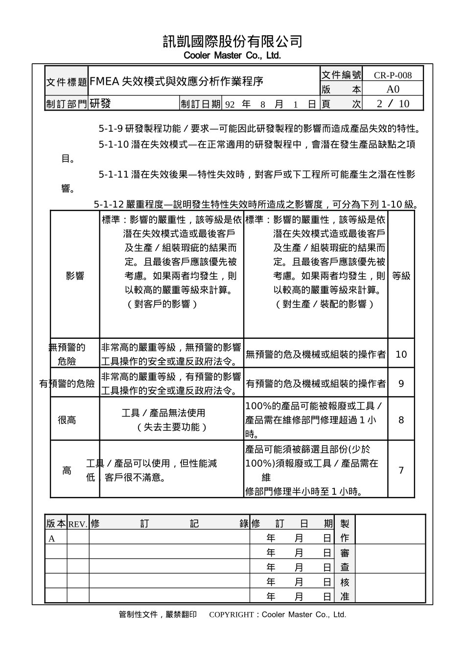 FMEA失效模式与效应分析作业程序_第2页
