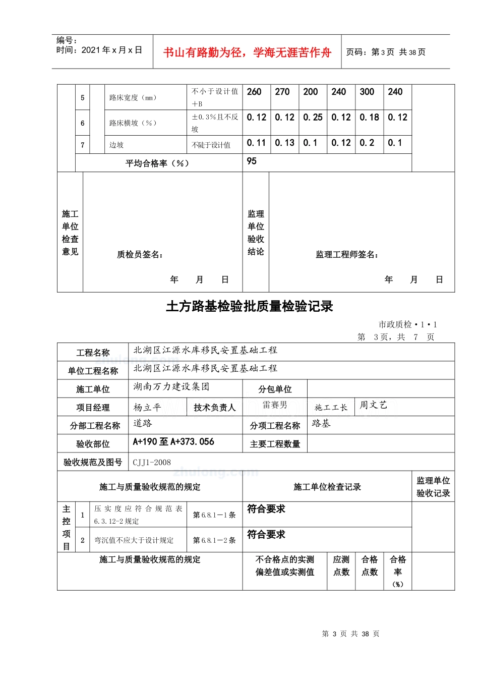 土方路基检验批质量检验记录_第3页
