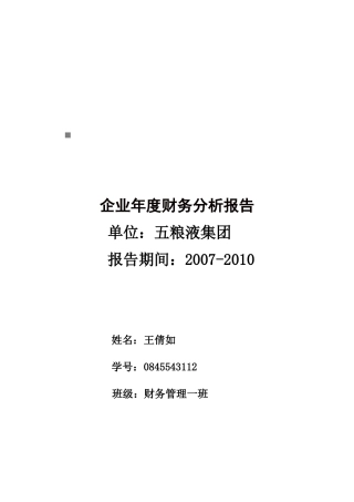 五粮液集团财务报表分析