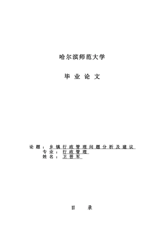 乡镇行政管理问题分析及建议