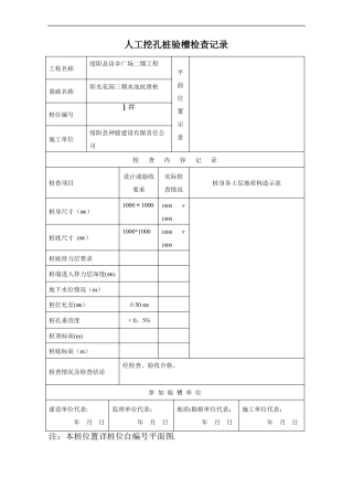 人工挖孔桩记录表格全套