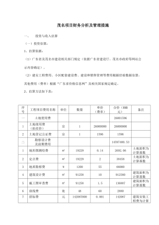 项目财务分析及管理措施( 9)