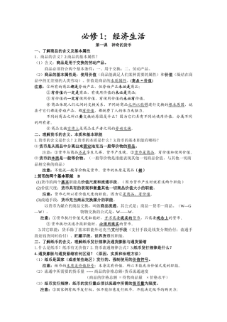 高中政治 经济生活 考点整理