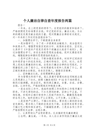 个人廉洁自律自查年度报告两篇