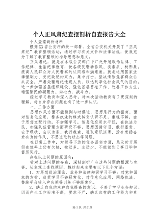 个人正风肃纪查摆剖析自查报告大全