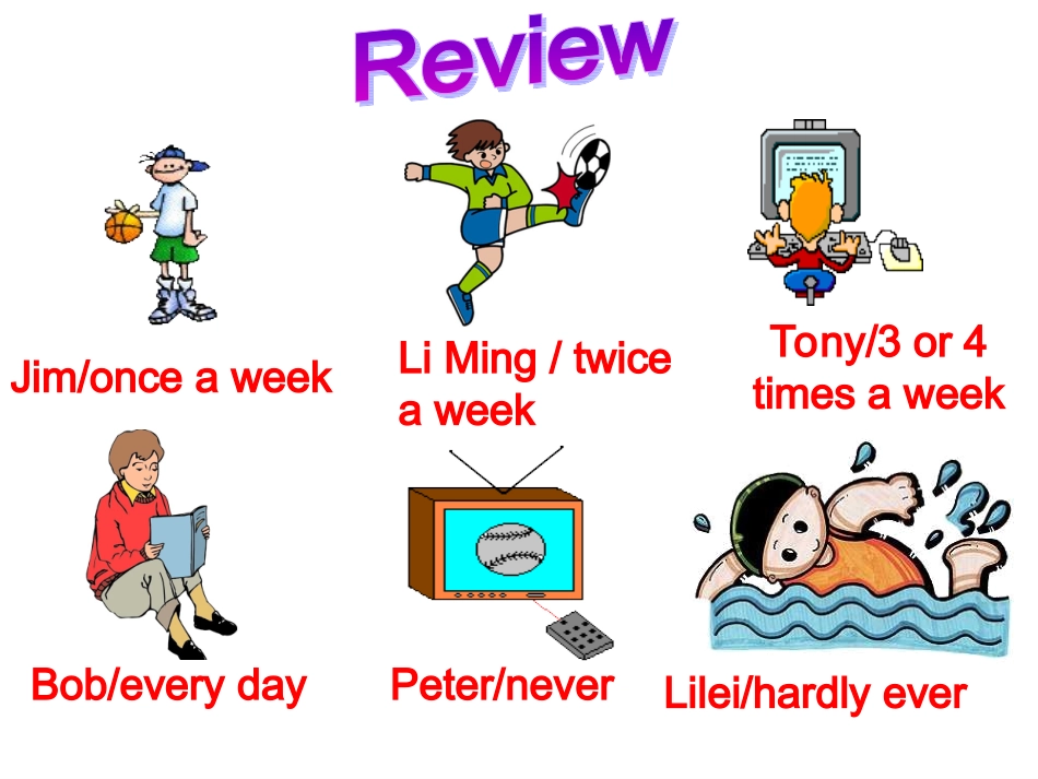 2013年秋八年级英语上册《Unit2Howoftendoyouexercise》SectionB1课件（新版）人教新目标版_第3页