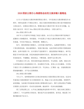 国家公祭日心得感悟总结范文演讲稿5篇精选