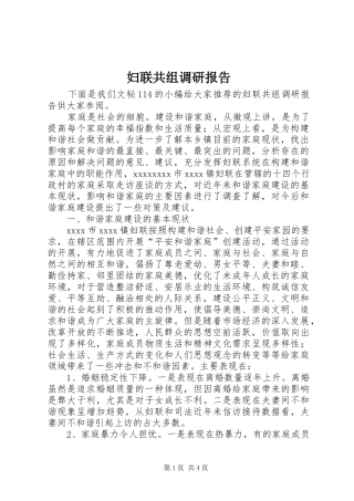 妇联共组调研报告